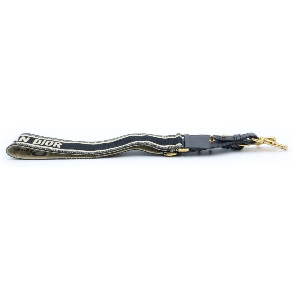 Dior Embroidered Shoulder Strap Canvas Leather Beige Navy — view 3