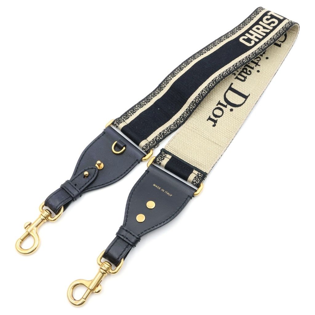 Dior Embroidered Shoulder Strap Canvas Leather Beige Navy