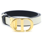 Dior CD Logo Buckle Leather Belt Gold Black White — view 4