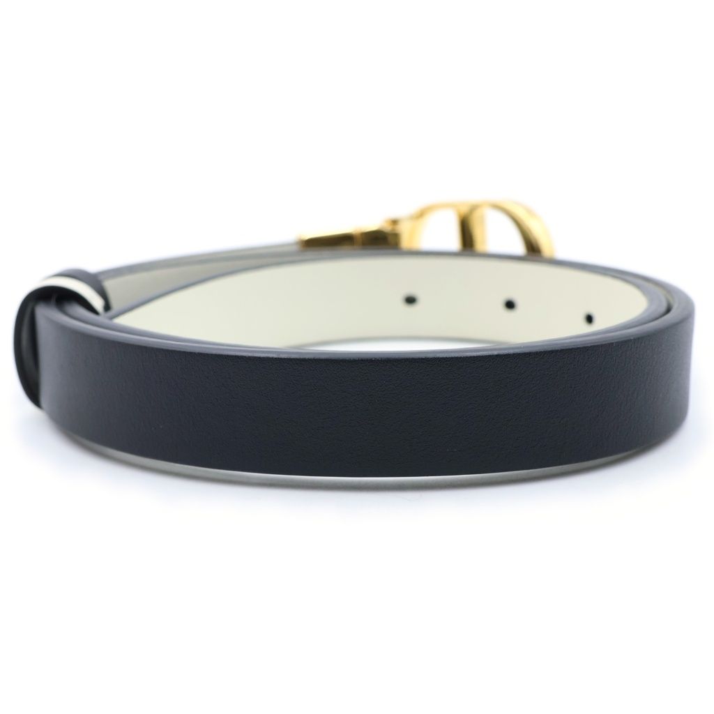 Dior CD Logo Buckle Leather Belt Gold Black White — view 2