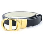 Dior CD Logo Buckle Leather Belt Gold Black White
