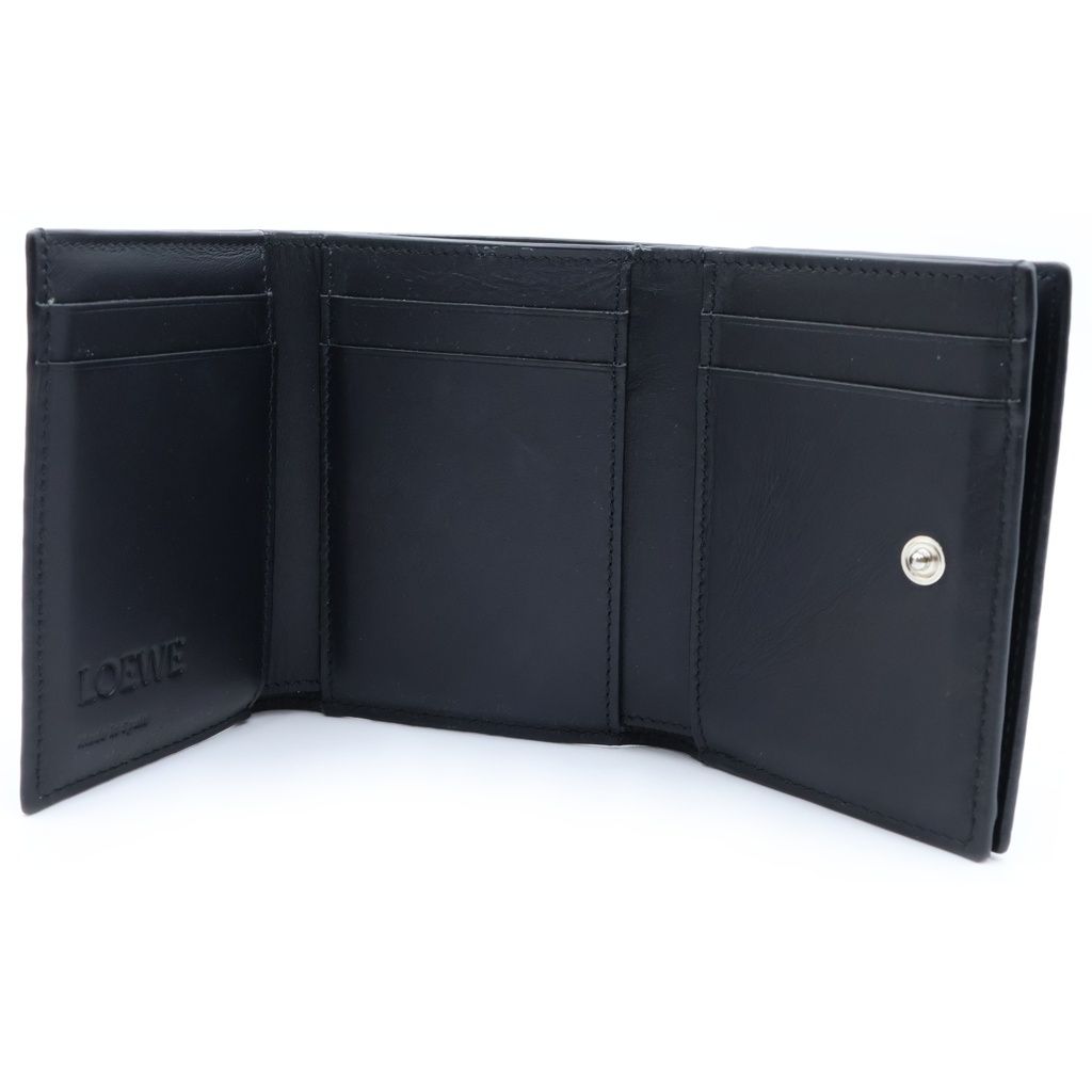 Loewe Anagram Trifold Wallet Bifold Coin Purse Gray Leather — view 4