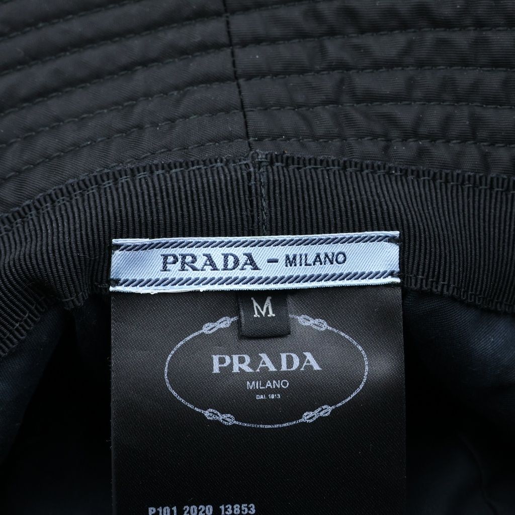 Prada Triangle Logo Tessuto Nylon Bucket Hat M Black — view 7