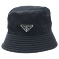 Prada Triangle Logo Tessuto Nylon Bucket Hat M Black