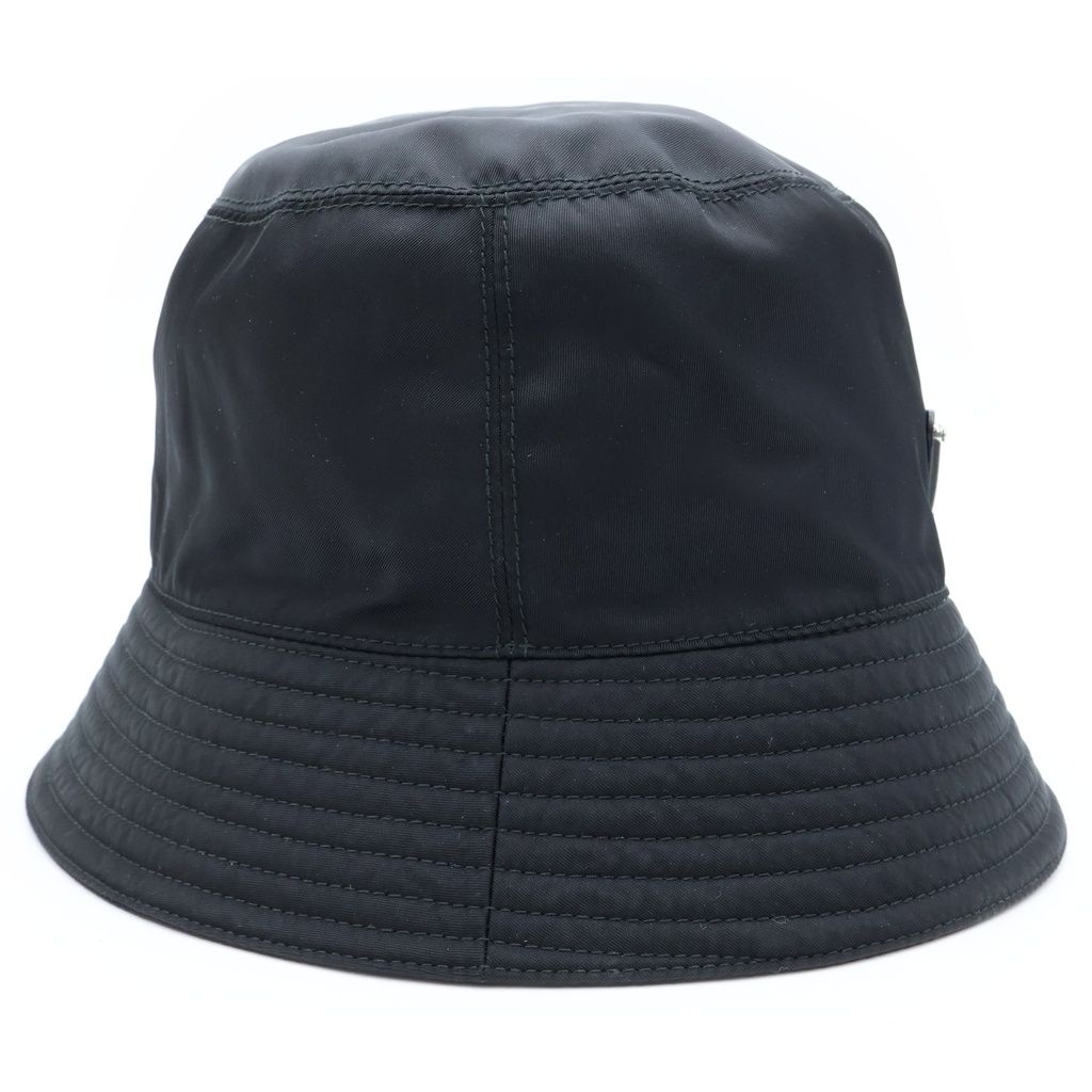 Prada Triangle Logo Tessuto Nylon Bucket Hat M Black — view 4