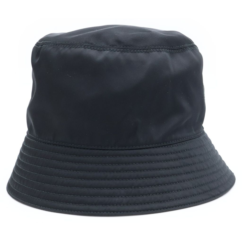 Prada Triangle Logo Tessuto Nylon Bucket Hat M Black — view 3