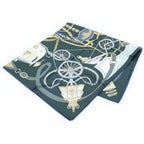 Hermes Carre 90 Stately Wheels Scarf Green Silk