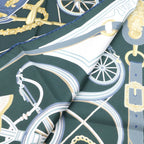 Hermes Carre 90 Stately Wheels Scarf Green Silk — view 3