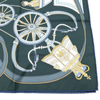 Hermes Carre 90 Stately Wheels Scarf Green Silk — view 2