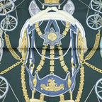Hermes Carre 90 Stately Wheels Scarf Green Silk — view 4
