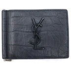 Saint Laurent Paris Front Logo Croco Card Case Black