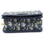 Dior Oblique Montaigne Nano Chain Mini Shoulder Bag Navy Leather Canvas Gold — view 4