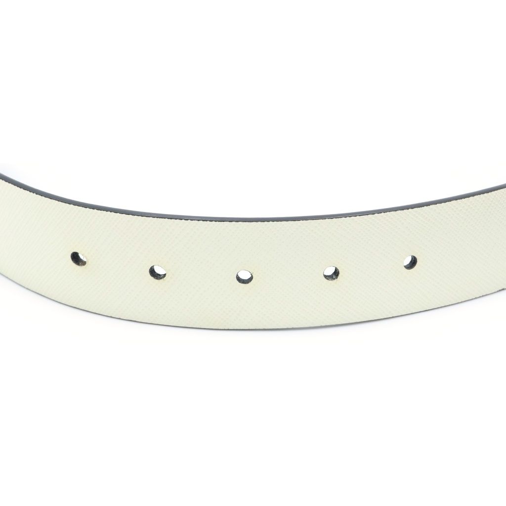 Prada Plate Logo Buckle Saffiano Leather Belt White — view 5