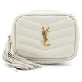 Saint Laurent Baby Lou Plate Logo Chain Shoulder Bag White