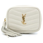 Saint Laurent Baby Lou Plate Logo Chain Shoulder Bag White