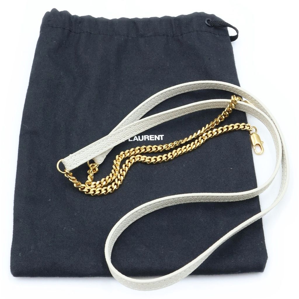 Saint Laurent Baby Lou Plate Logo Chain Shoulder Bag White — view 8
