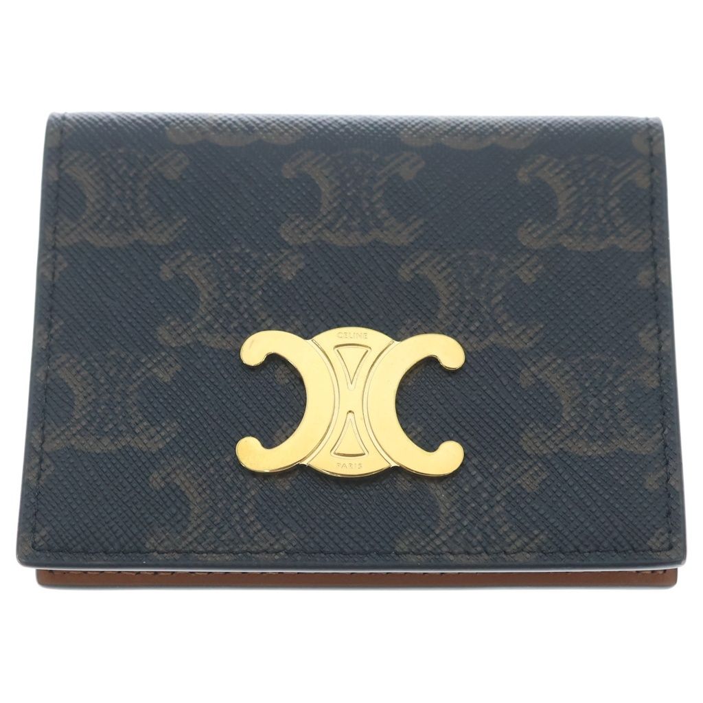 Celine Triomphe Card Case Brown Leather