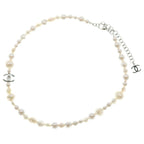 Chanel CC Logo Pearl Necklace White Silver — view 2