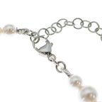 Chanel CC Logo Pearl Necklace White Silver — view 4