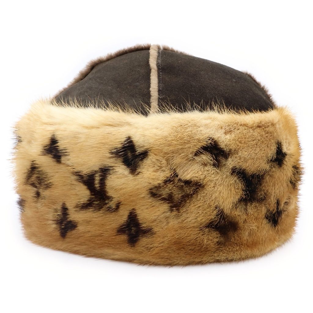 Louis Vuitton Monogram Sac Hat Fur Mink Brown — view 4