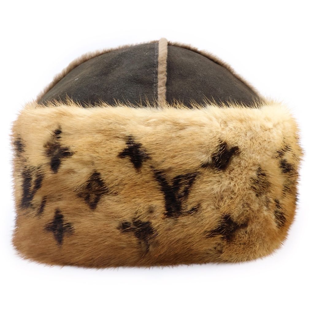 Louis Vuitton Monogram Sac Hat Fur Mink Brown — view 3