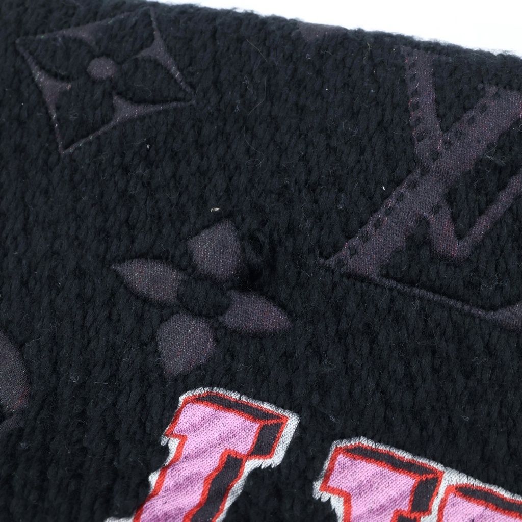 Louis Vuitton Logomania Scarf LV Stories Shawl Wool Silk Black Multicolor — view 3