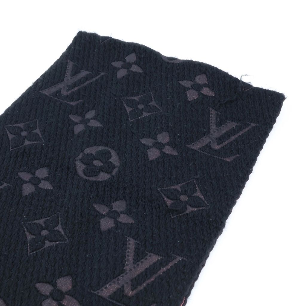 Louis Vuitton Logomania Scarf LV Stories Shawl Wool Silk Black Multicolor — view 6