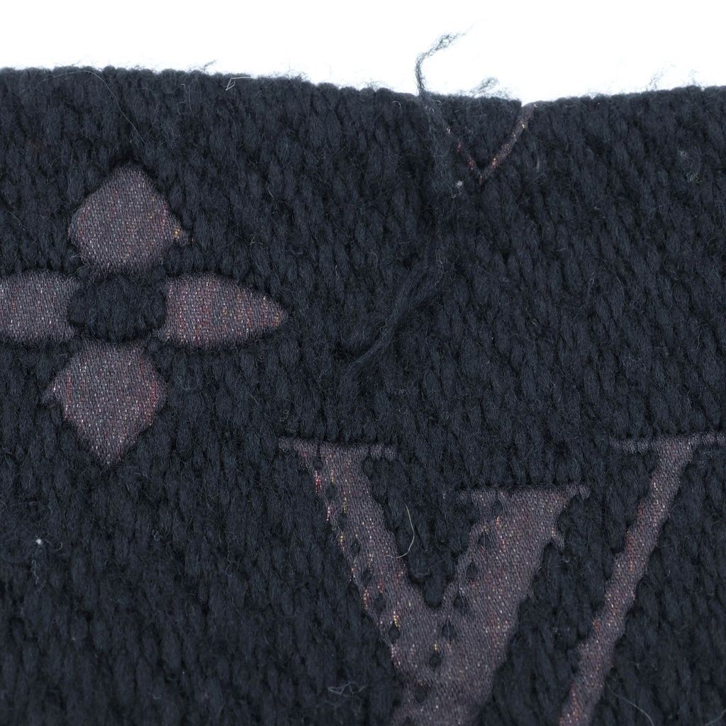Louis Vuitton Logomania Scarf LV Stories Shawl Wool Silk Black Multicolor — view 4