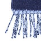 Loewe Anagram Logo Embroidery Wool Fringe Scarf Navy — view 5