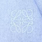 Loewe Anagram Logo Embroidery Wool Fringe Scarf Navy — view 3
