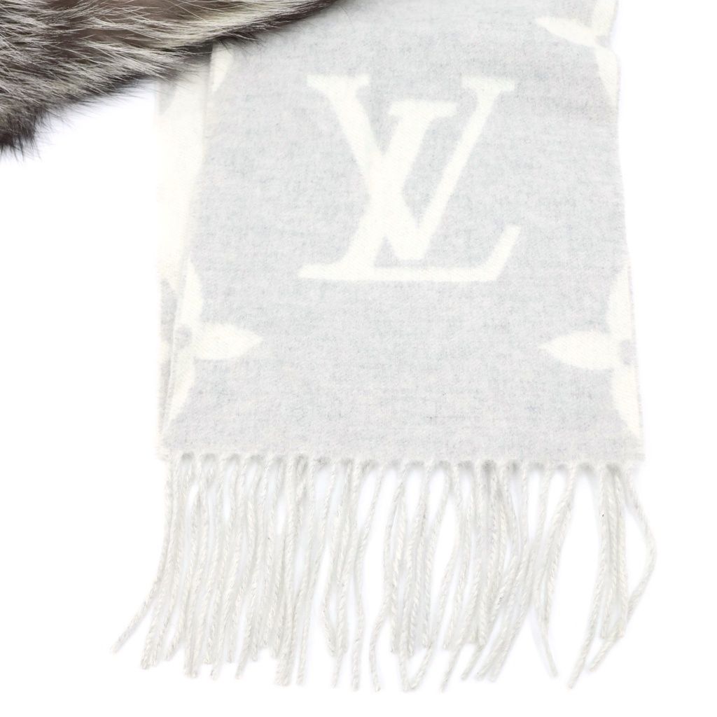 Louis Vuitton Echarpe Reykjavik Fur Gray Perlee Scarf Shawl Monogram Cashmere — view 2