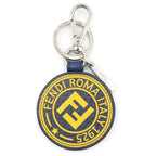 Fendi Stamp Blue Marine Key Chain Strap Yellow Key Holder