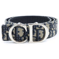 Dior Oblique Reversible CD Logo Belt Navy Canvas Leather
