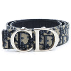 Dior Oblique Reversible CD Logo Belt Navy Canvas Leather