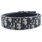 Dior Oblique Reversible CD Logo Belt Navy Canvas Leather — view 2