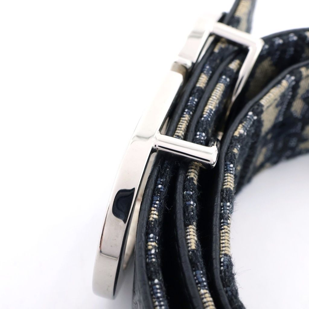 Dior Oblique Reversible CD Logo Belt Navy Canvas Leather — view 6