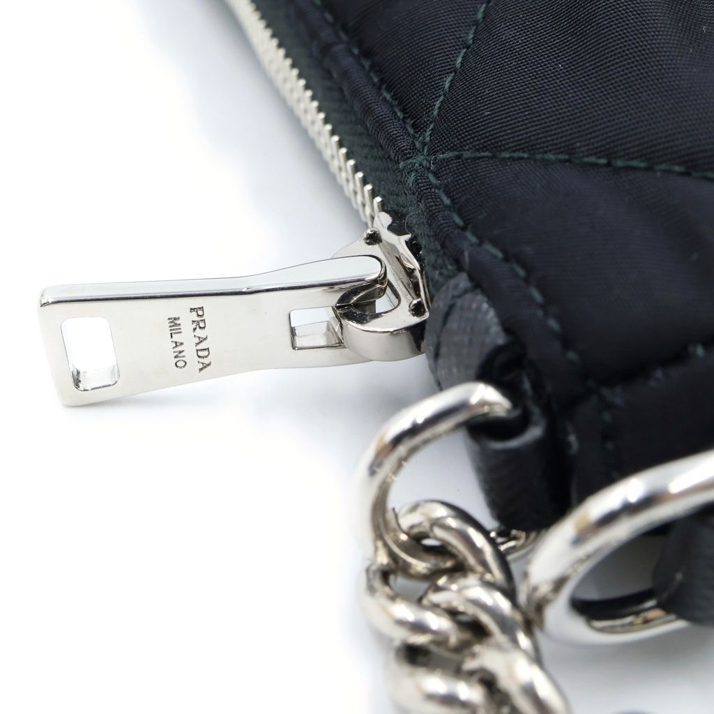 Prada Triangle Logo Tessuto Nylon 2-Way Quilted Chain Shoulder Bag Black — view 6