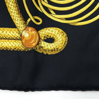 Hermes Carre 90 Brandenburg Ornament Silk Scarf Black — view 5