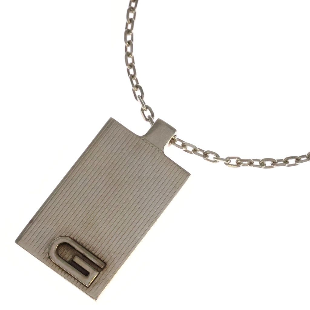 Gucci G Logo Plate Pendant Chain Silver Necklace
