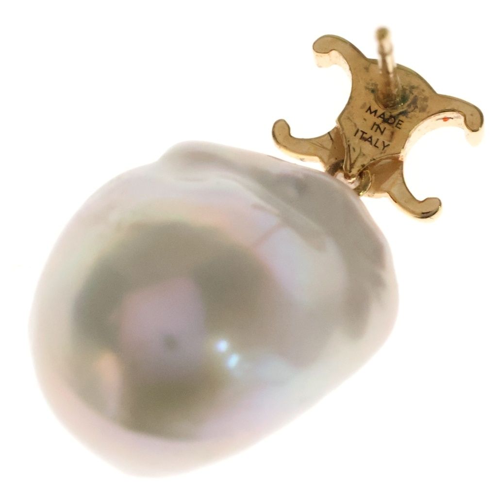 Celine Triomphe les Pearl Baroque Earrings White Gold — view 5