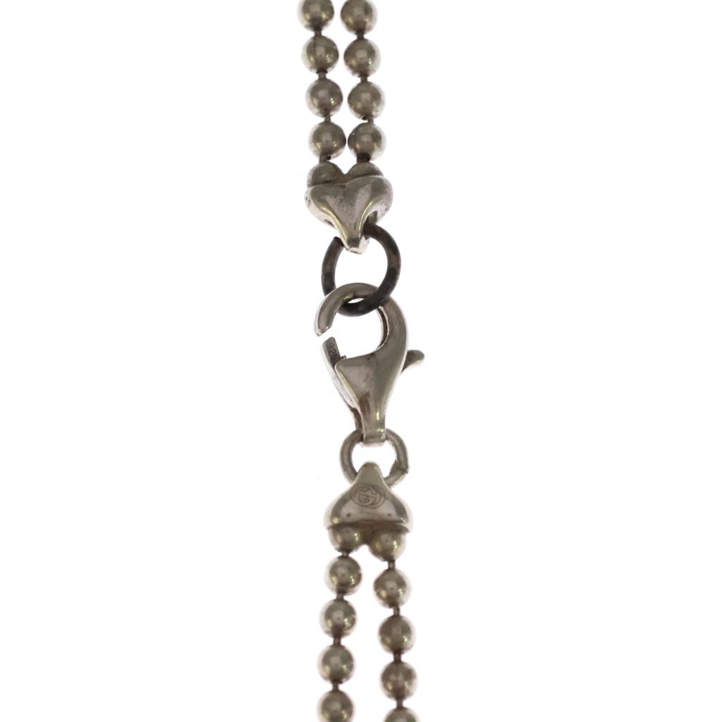 Gucci Logo Plate Necklace Double Pendant Ball Chain Silver — view 6