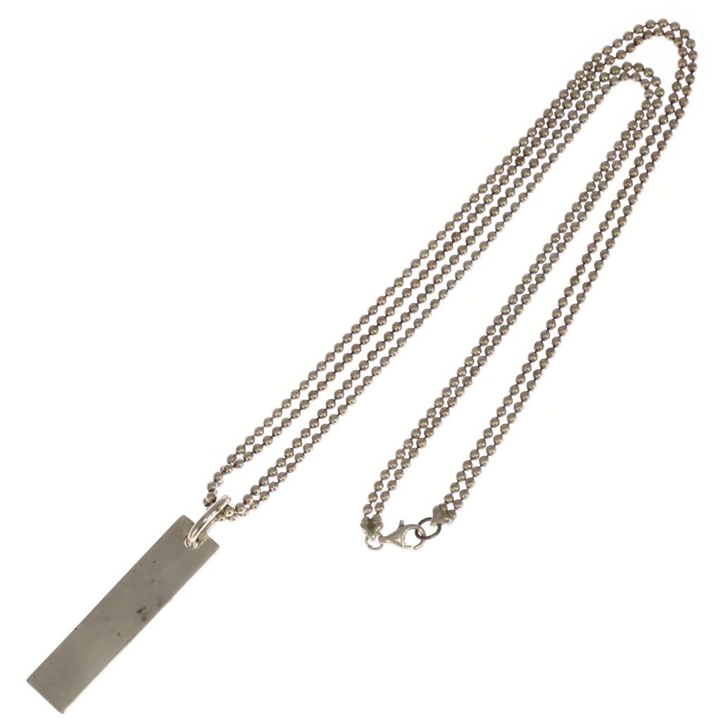 Gucci Logo Plate Necklace Double Pendant Ball Chain Silver — view 2