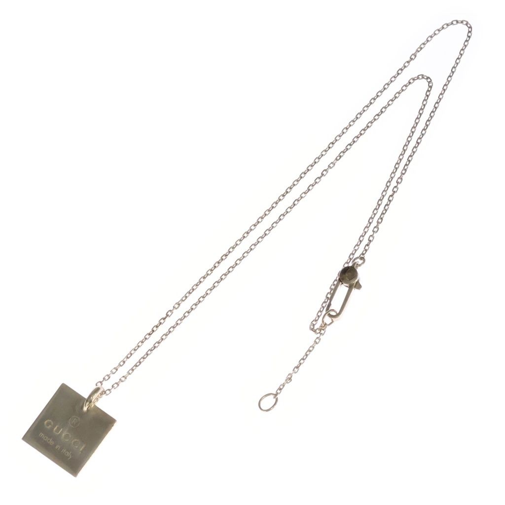 Gucci Square Logo Plate Pendant Chain Silver Necklace — view 2