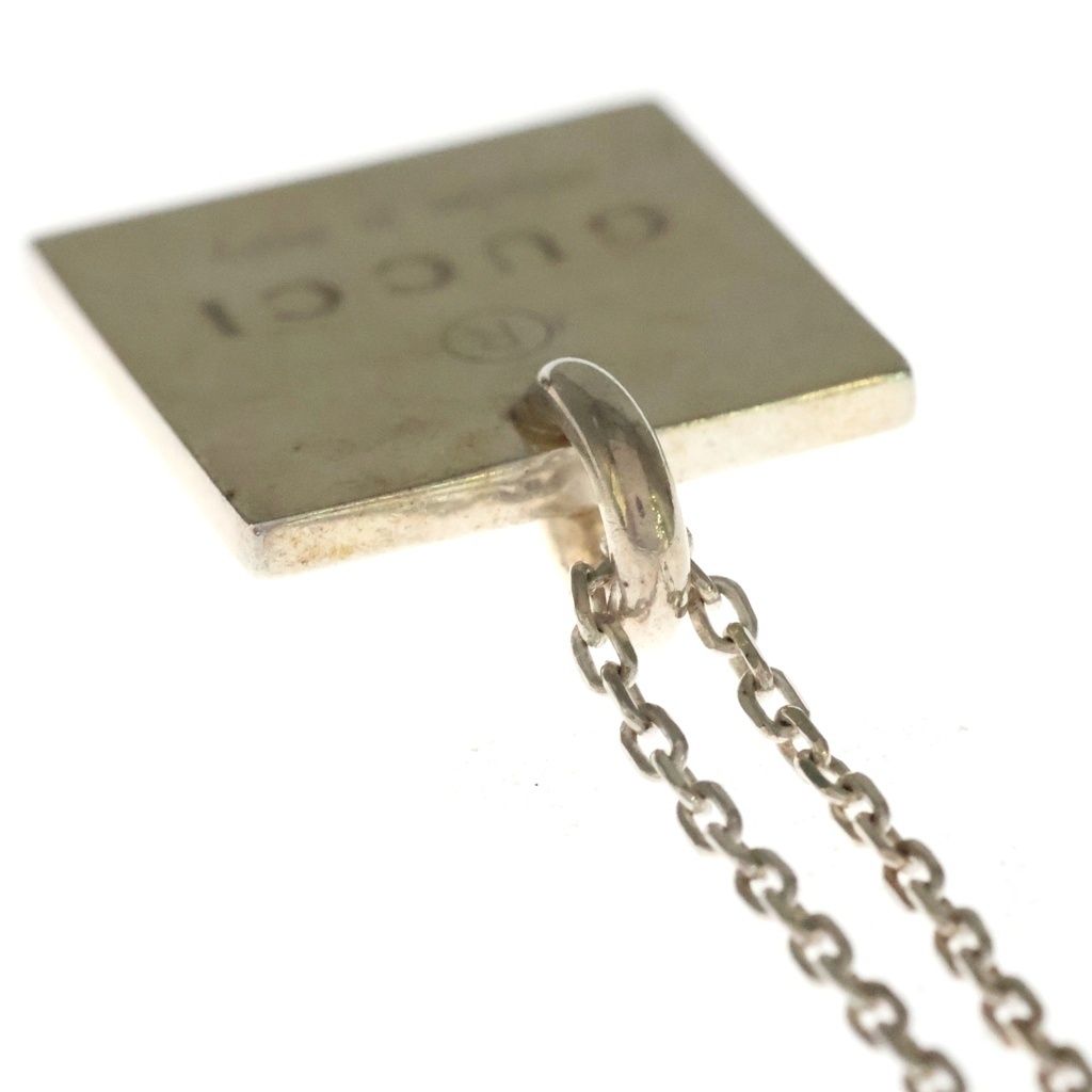 Gucci Square Logo Plate Pendant Chain Silver Necklace — view 6