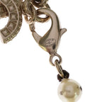 Chanel CC Logo Faux Pearl Rhinestone Metal Bracelet White Gold — view 5
