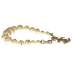 Chanel CC Logo Faux Pearl Rhinestone Metal Bracelet White Gold — view 4