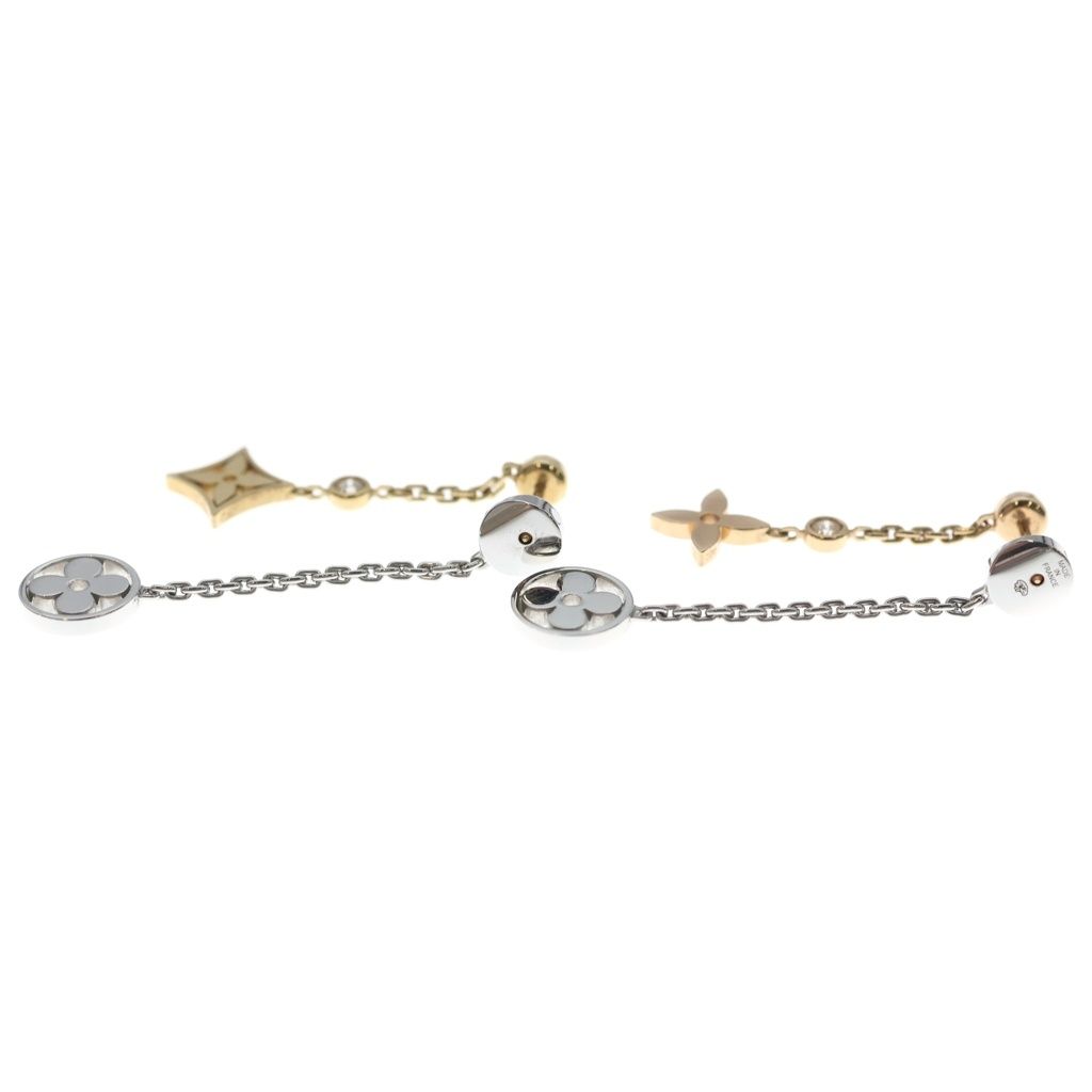 Louis Vuitton Monogram Idylle Diamond Earrings Yellow Gold White Pink — view 3