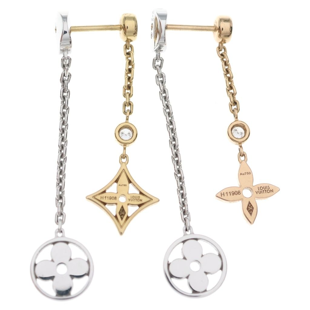 Louis Vuitton Monogram Idylle Diamond Earrings Yellow Gold White Pink — view 2