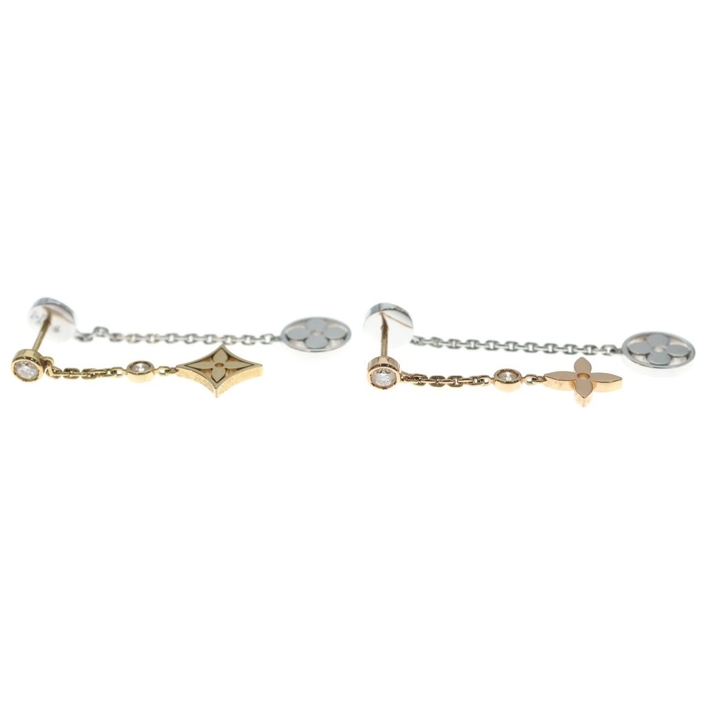 Louis Vuitton Monogram Idylle Diamond Earrings Yellow Gold White Pink — view 4