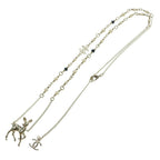 Chanel Bambi Pearl Necklace Stone Pendant Chain Gold — view 2